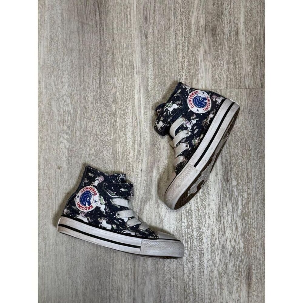 Converse All Star High Top Unicorn Toddler Sneakers Size 5 Lace Up Hook & Loop.